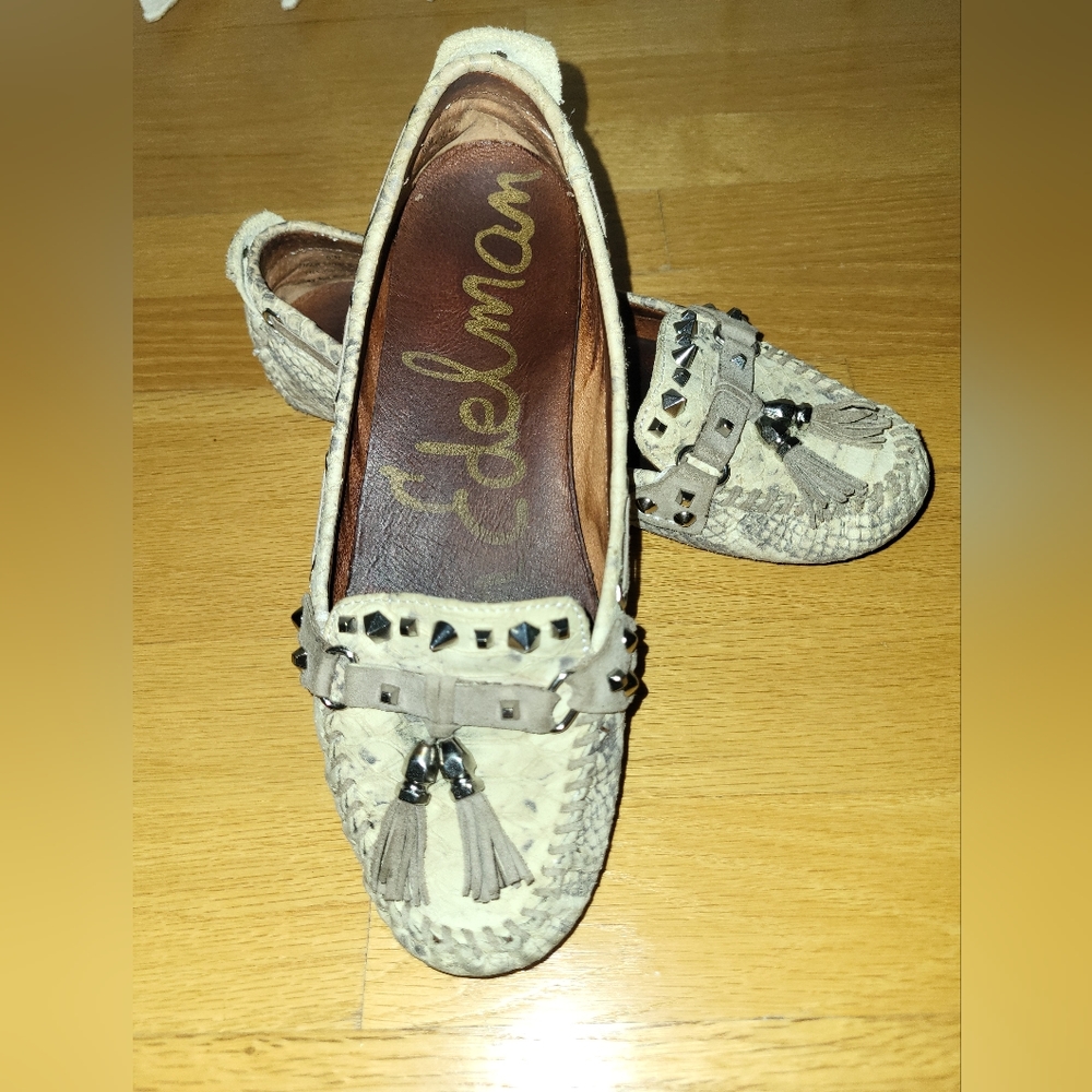 Sam Edelman Leather Snakeskin Loafers Size 6